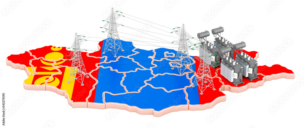 Electrical substations in Mongolia, 3D rendering Stock Illustration ...