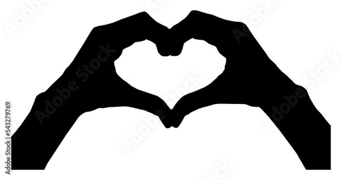 Hand Silhouette  with Heart-Shaped for Art Illustration  Website  Pictogram  Logo or Design Element. Format PNG