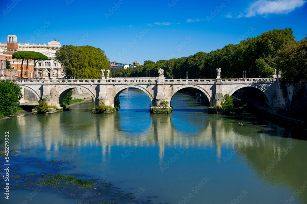 Angelo bridge over the Tiber river Angelo bridge over the Tiber river