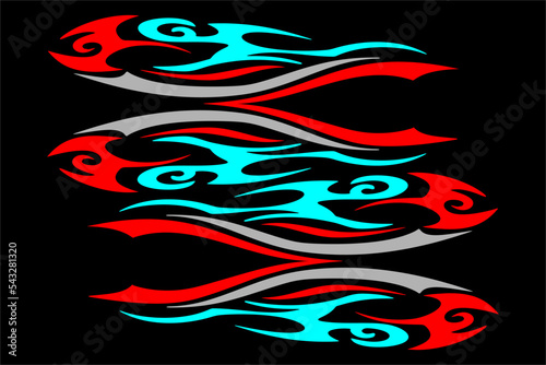 Unique tribal background vector design, with unique and bright colors such as red, turquoise, and gray