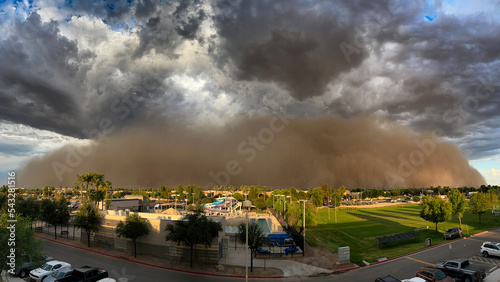 Dust storm over city photo