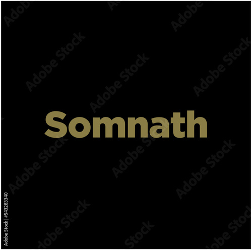 Somnath (lord Shiva) jyotirlinga typography in golden color. Somnath lettering.