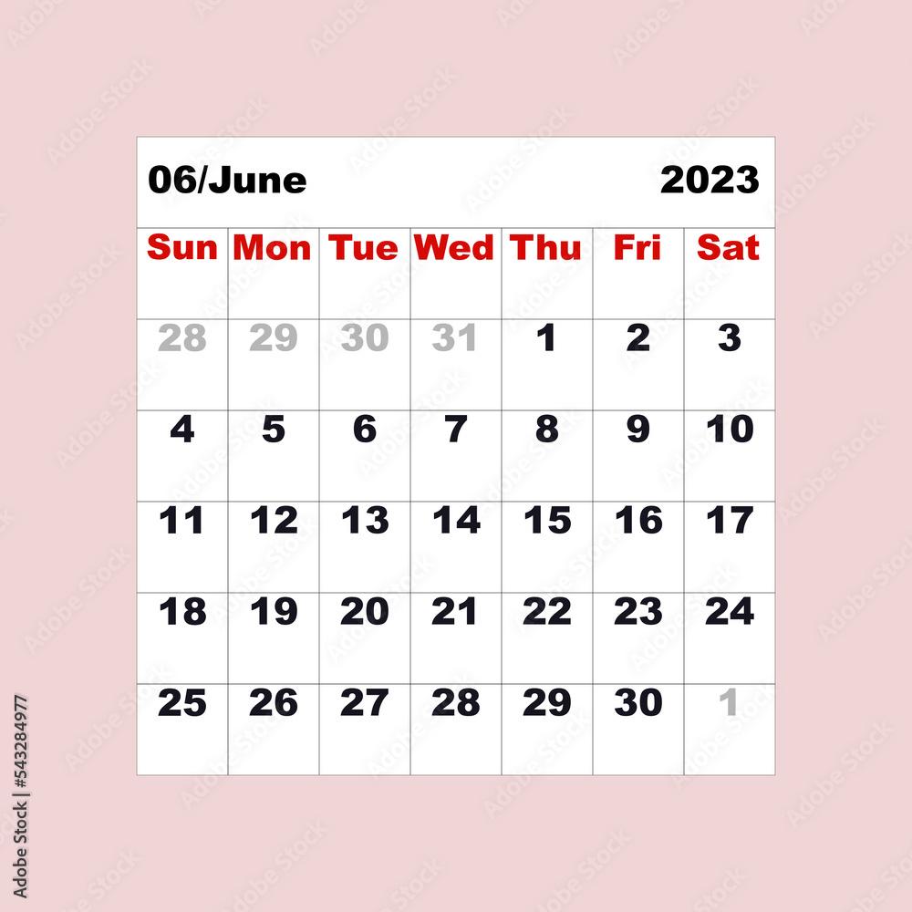 custom made wallpaper toronto digitalJune 2023. Calendar for one month in the form of a table for the organizer or planner.  Vector illustration.