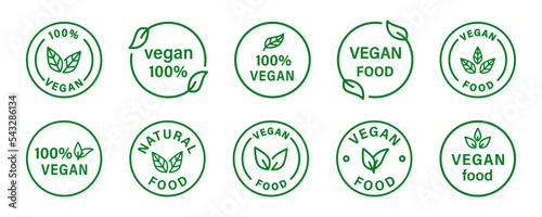 Vegan organic icon collection. Organic eco logo tenplates. Vegan eco, bio icon. Stock vector