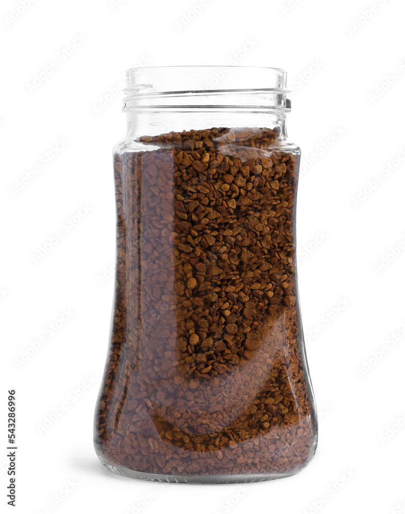 Glass jar of instant coffee isolated on white Glass jar of instant coffee isolated on white