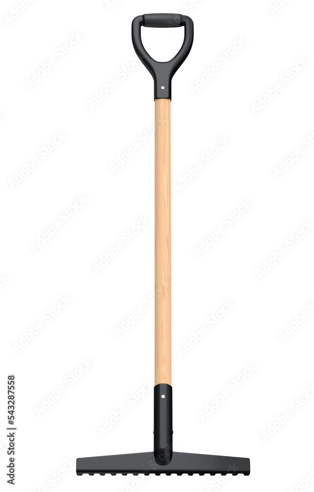 Garden rake with wooden handle for harvesting hay on white background. Garden rake with wooden handle for harvesting hay on white background.