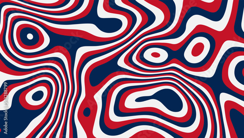Vector patriotic liquid abstract illustration with colors of flag of USA or France. Modern decorative banner