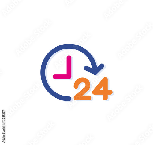 Abstract 24 hours colorful logo-icon. Modern lines with new pop art colors. Bold line clean style template set.