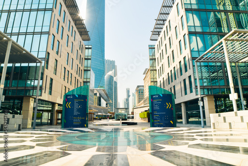 Dubai , UAE - 3rd october, 2022: Dubai Financial center district DIFC,United Arab Emirates unique modern buildings photo