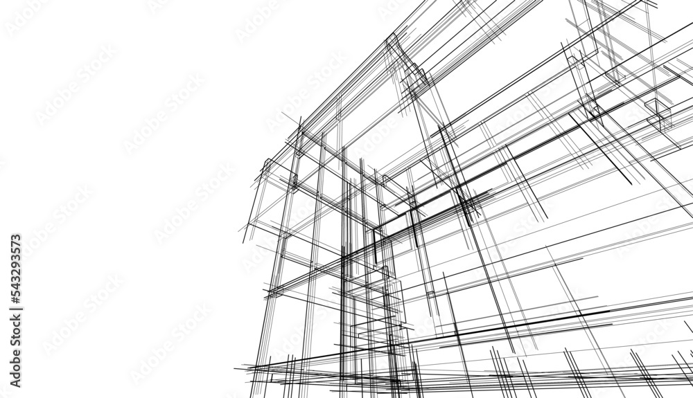 Abstract architectural drawing vector illustration on white background Abstract architectural drawing vector illustration on white background