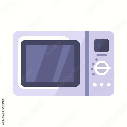 Vector flat image of a microwave oven. Heating food. sticker. Logo.