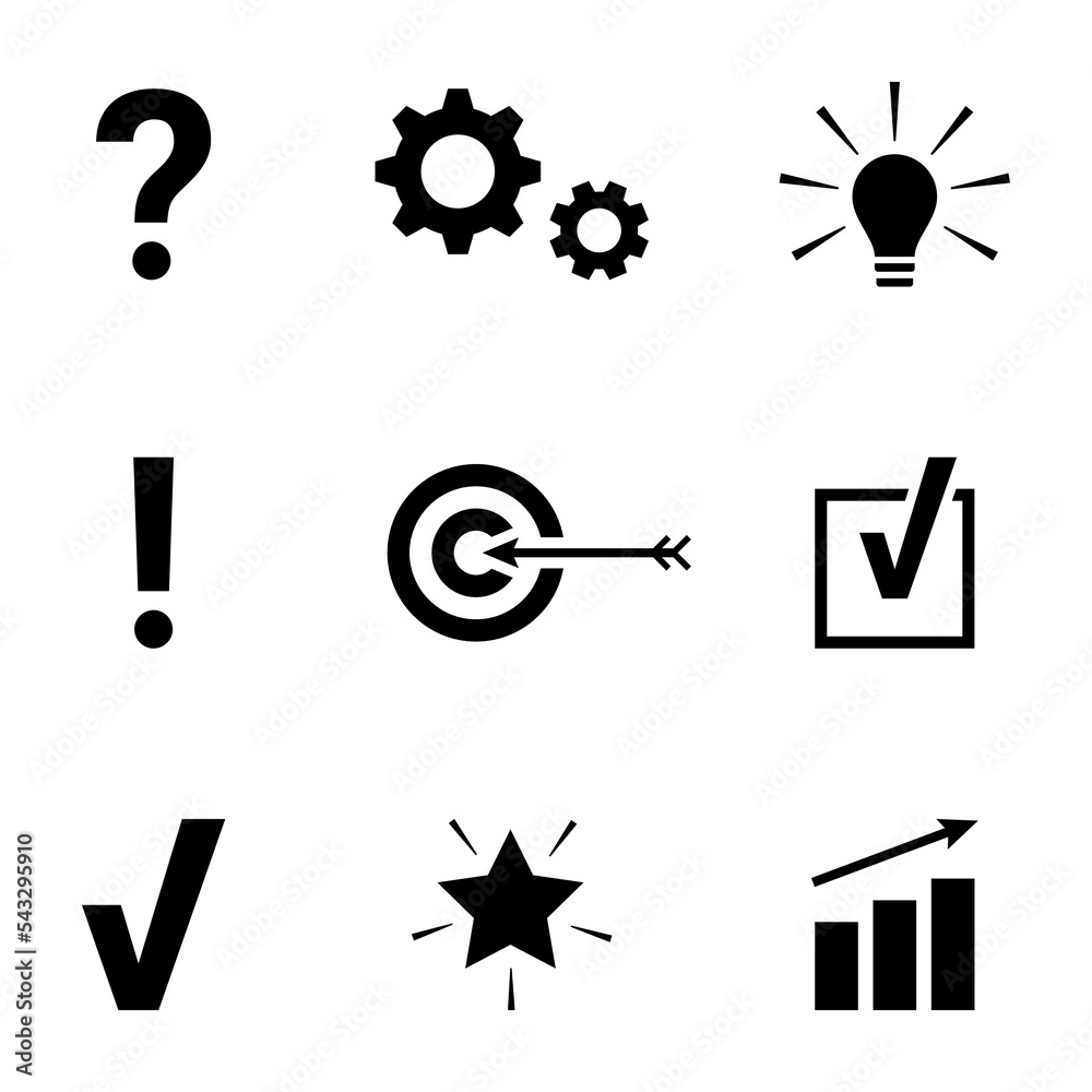 Problem solution sign icon pictogram. Question exclamation check tick