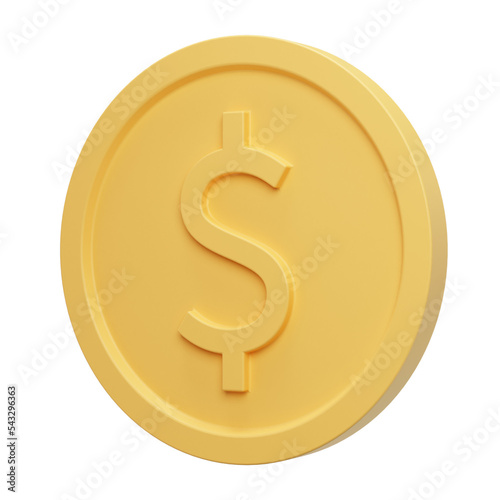 Gold dollar coin illustration for web landing, mobile app, metaverse, game or presentation.