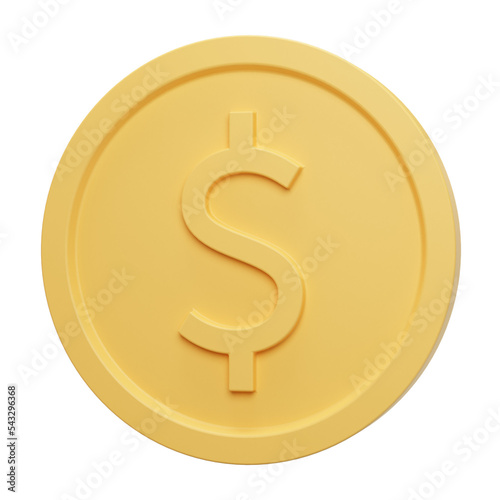 Gold dollar coin illustration for web landing, mobile app, metaverse, game or presentation.