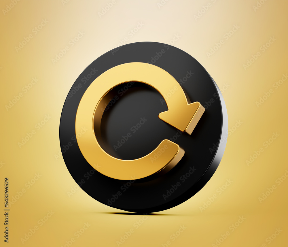 3d Gold Circular Arrow. Redo, Cycle, Restart, Loop concepts. 3D Illustration 3d Gold Circular Arrow. Redo, Cycle, Restart, Loop concepts. 3D Illustration