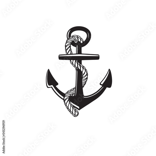 Vintage monochrome ship anchor premium vector