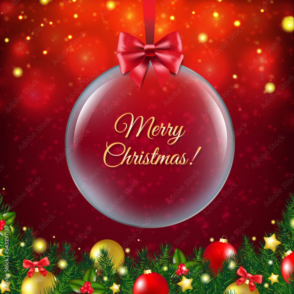 Christmas Postcard With Christmas Border And Glass Ball Christmas Postcard With Christmas Border And Glass Ball