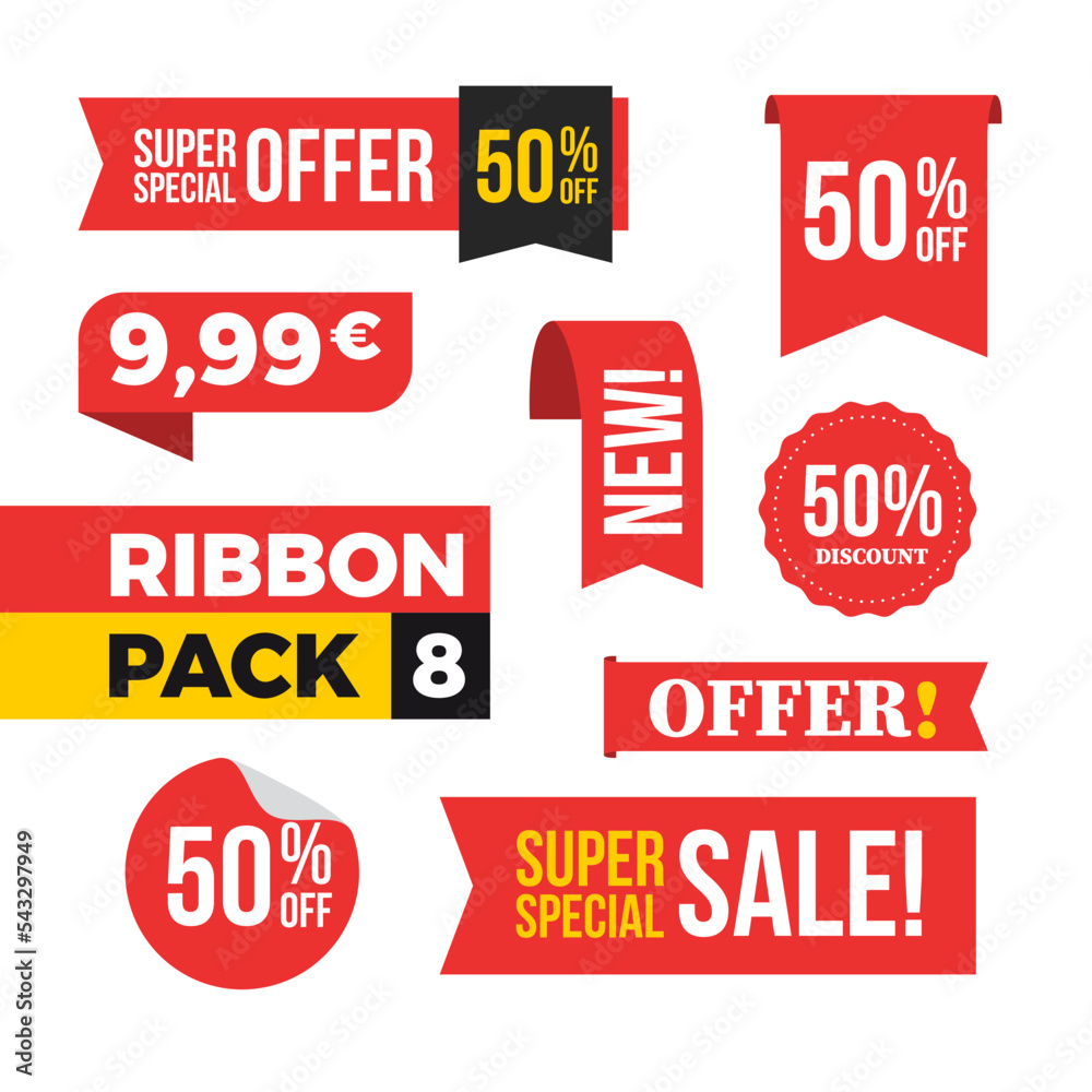 Sale and Offer Shopping Vector Ribbon Pack Sale and Offer Shopping Vector Ribbon Pack