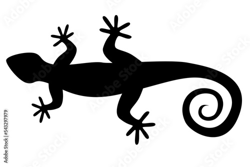 Black silhouette lizard tattoo vector illustration