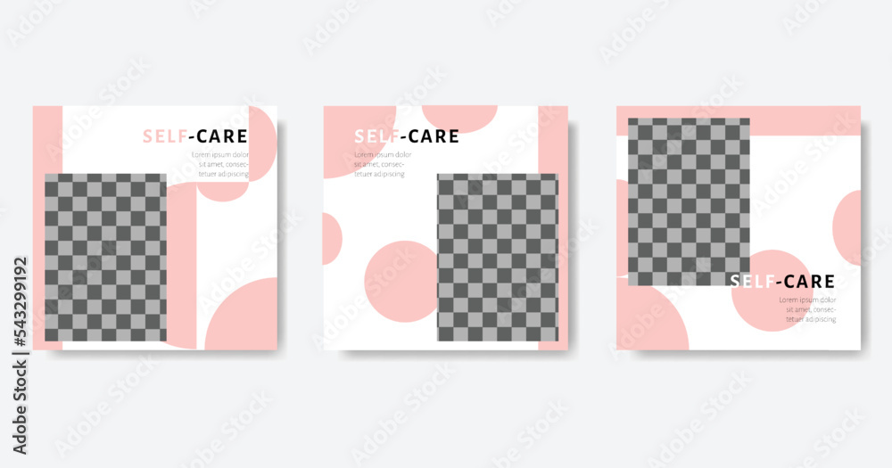 Self-care social media post template with pink color Self-care social media post template with pink color