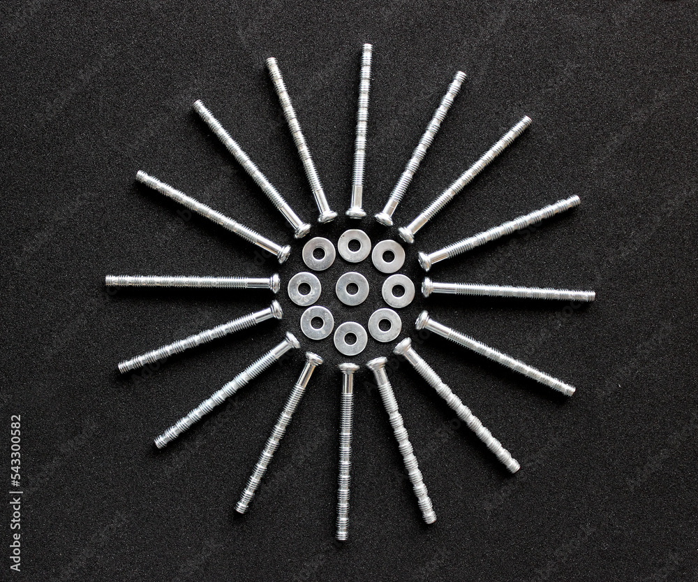 Flat Washers In Circle Of Cross Head Screw Bolts With Interrupted Thread Top View
Flat Washers In Circle Of Cross Head Screw Bolts With Interrupted Thread Top View