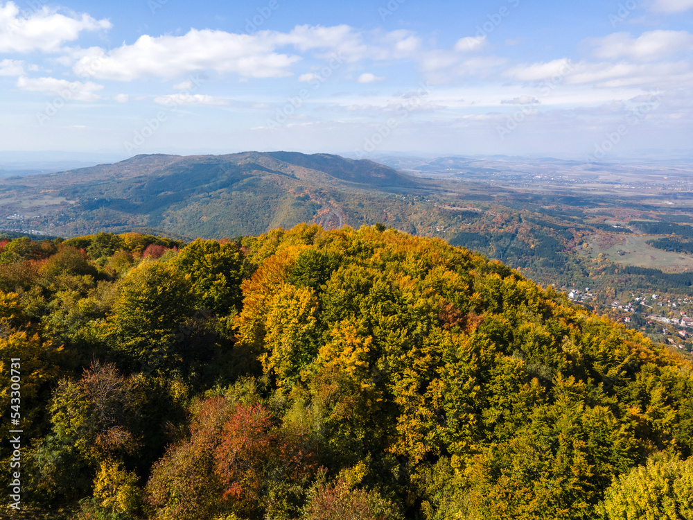 Fototapeta premium Aerial Autumn view of Vitosha Mountain, Bulgaria