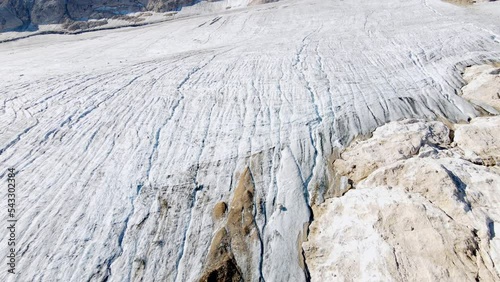 Aerial views of the north face of the Marmolada mountain in the Italian Dolomites