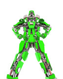 cyber mechis is doing a power pose bottom view