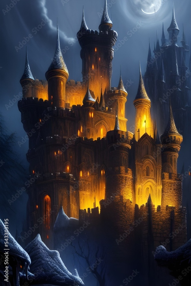 Fototapeta premium Old Vimpire Dracula Castle 3d render 3d illustration
