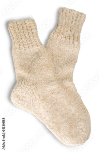 Clothing socks isolated wool handmade knitting sock photo