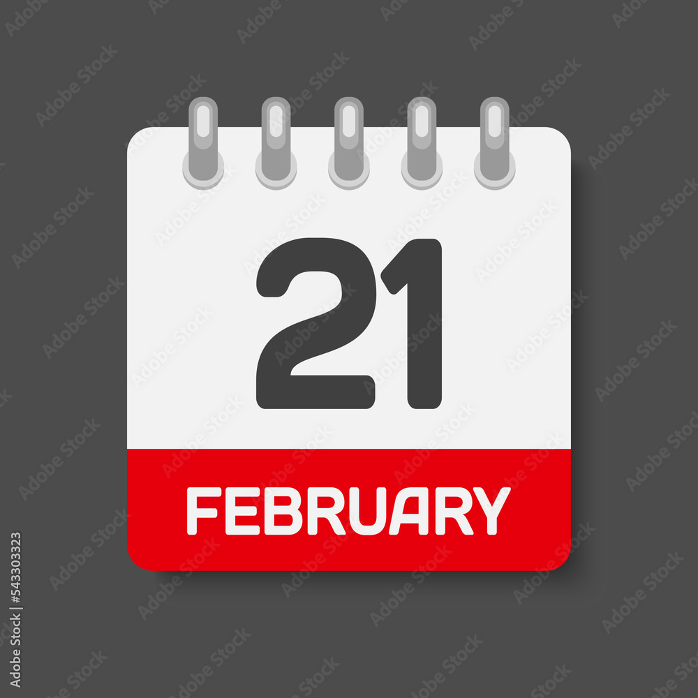 Icon day date 21 February, template calendar page Icon day date 21 February, template calendar page