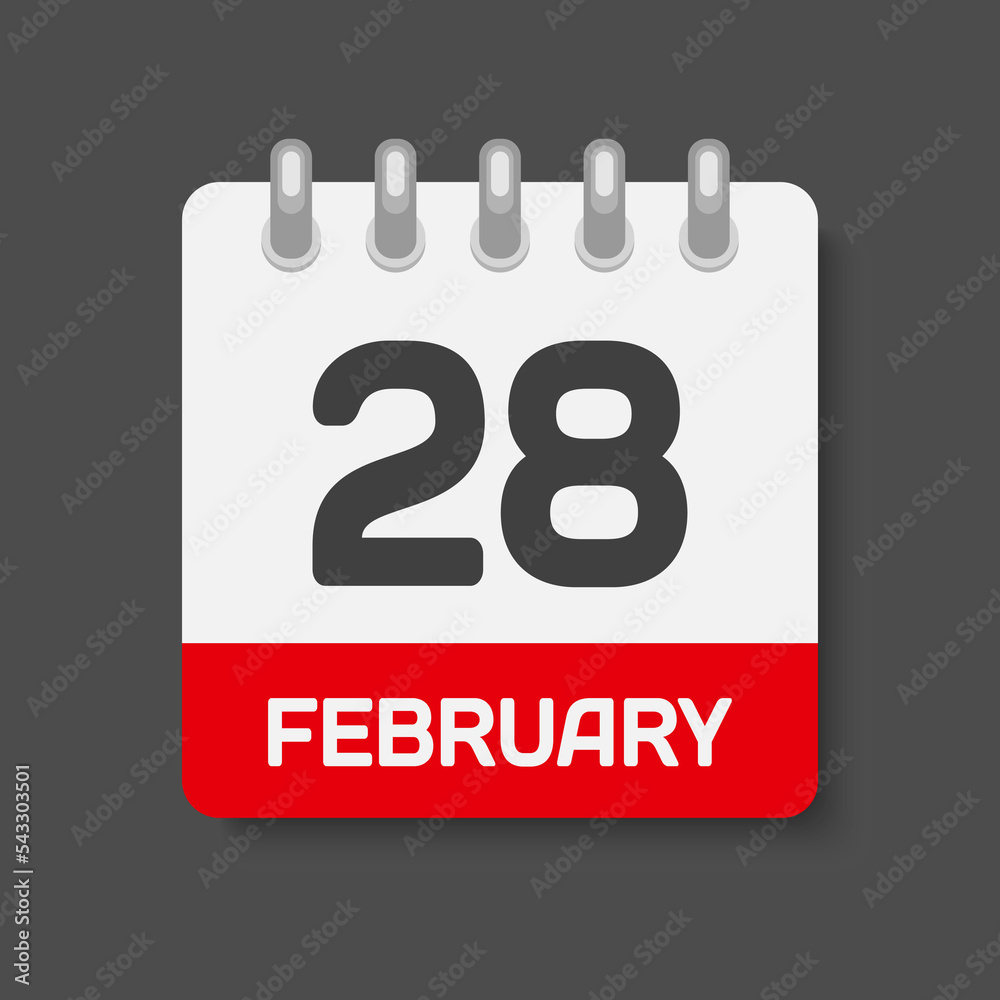 Icon day date 28 February, template calendar page Icon day date 28 February, template calendar page