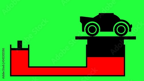 Animation of hydraulic system on car lifter or similar