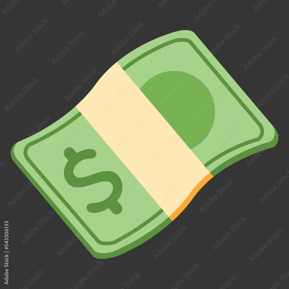 Dollar Banknote vector flat icon. Isolated Cash money sign. Banded stack of U.S. dollar banknotes symbol design. - obrazy, fototapety, plakaty 
