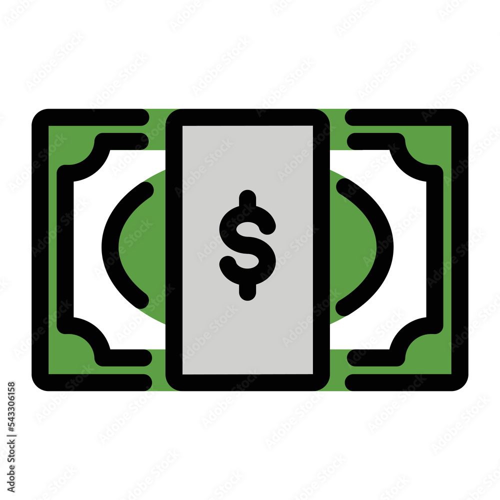 Dollar Banknote vector flat icon. Isolated Cash money sign. Banded stack of U.S. dollar banknotes symbol design. - obrazy, fototapety, plakaty 