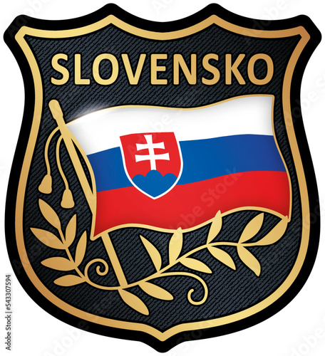 Photography Slovakia Flag Shield Patch Isolated On Transparent