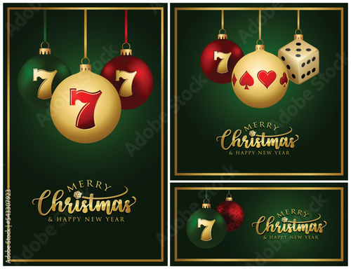 Casino Christmas balls - Greeting Cards - Merry Christmas Happy New Year - Poker Slot Gambling