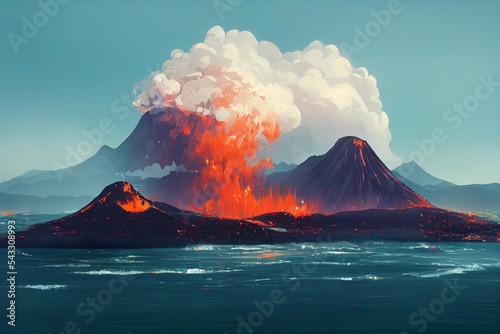 Fotografie, Tablou Massive Volcano Eruption