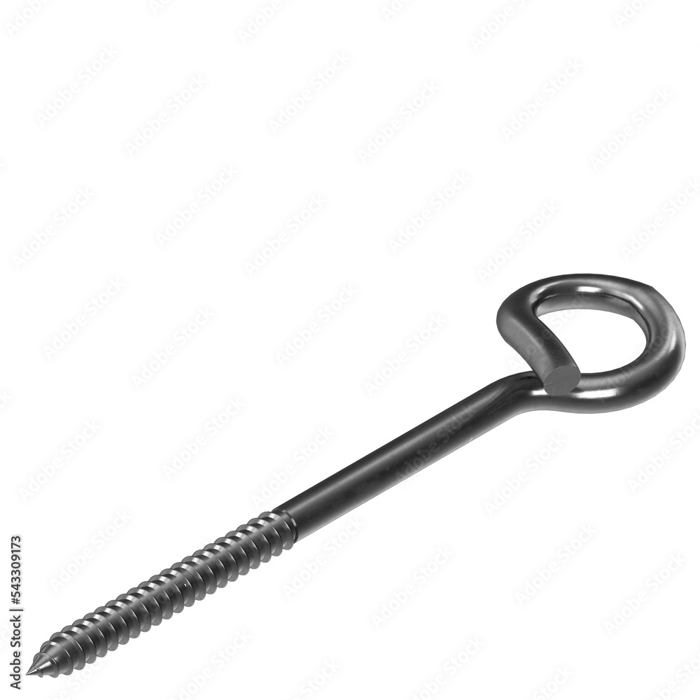3d rendering illustration of a pigtail eye screw 3d rendering illustration of a pigtail eye screw