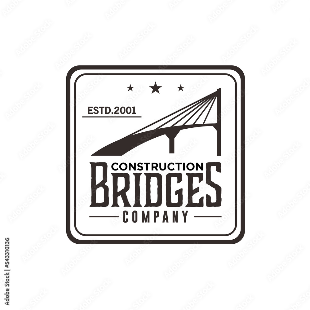 Fototapeta premium Vintage Retro Rustic Bridges, Label Stamp Logo design vector
