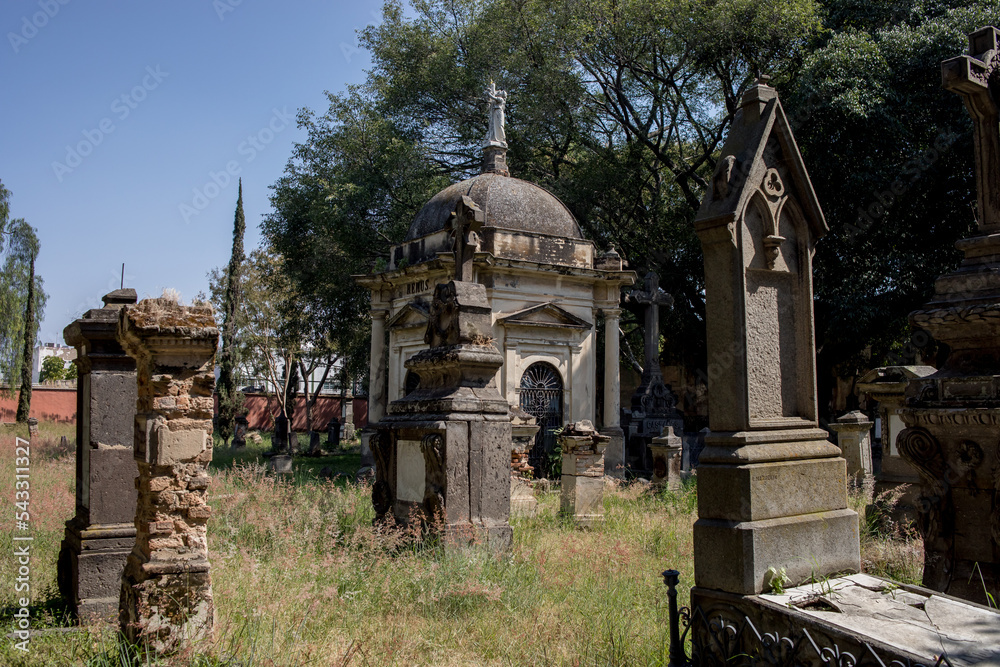 Tumbas del cementerio de Belén en dia de muertos en Guadalajara Jalisco