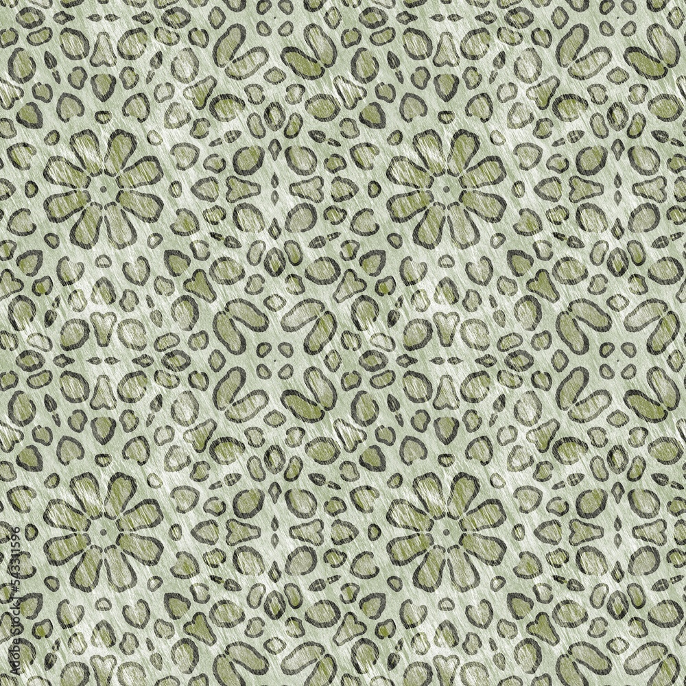 Mosaic geometric green leopard print texture pattern. Trendy kaleidoscope woven design for printed fabric. Rough abstract textile design. Mosaic geometric green leopard print texture pattern. Trendy kaleidoscope woven design for printed fabric. Rough abstract textile design.