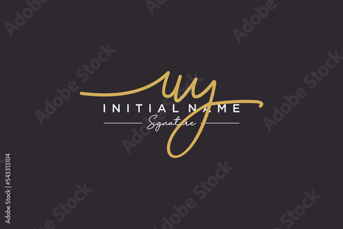Initial UY signature logo template vector. Hand drawn Calligraphy lettering Vector illustration.