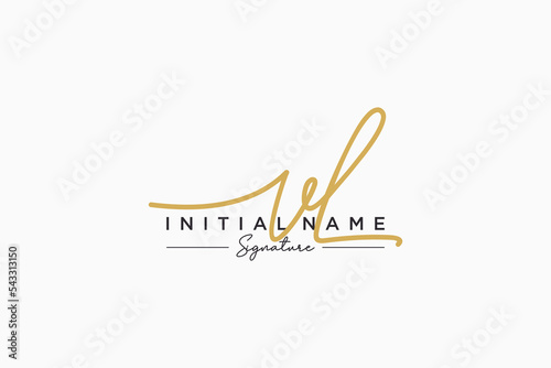 Initial VL signature logo template vector. Hand drawn Calligraphy lettering Vector illustration. photo