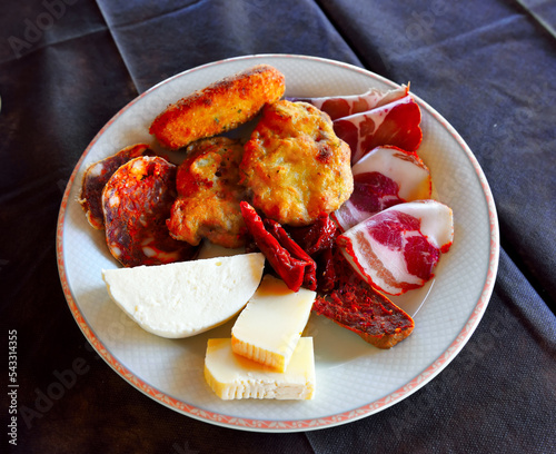 typical calabrian appetizer nduja dish in zungri calabria italy photo