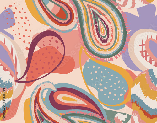Colorful abstract pattern. Paisley pattern in contemporary style, perfect design for decoration and textiles
