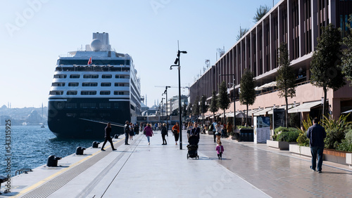 Photography Social area with Galataport cruise port and shopping centers in Istanbul Karak