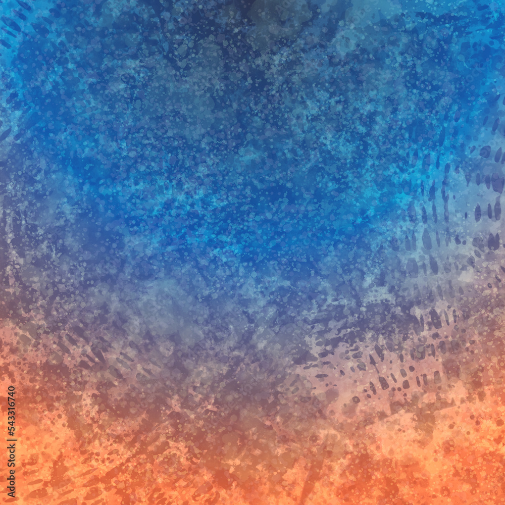 Abstract Blue and Orange Color Grunge Background with Splash