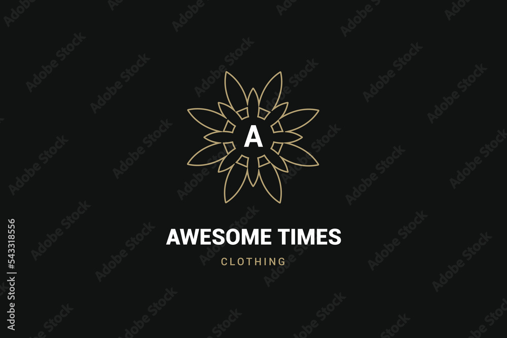 Obraz premium Abstract Flowers Vector Logo Template and Sign. Retro Floral Illustration, Feminine Logo. Flowers and Mandala style for florist, photographer, fashion blogger, design studio