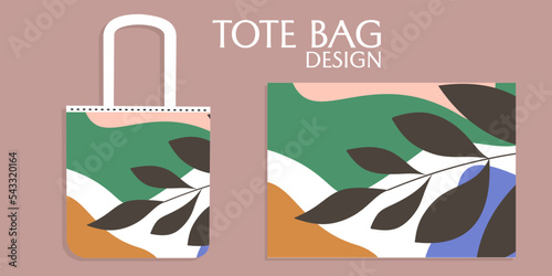 Canvas or tote bags made of of fabric.abstract botanical design.Cloth totebag with handle.Realistic vector illustration.shopping bag
